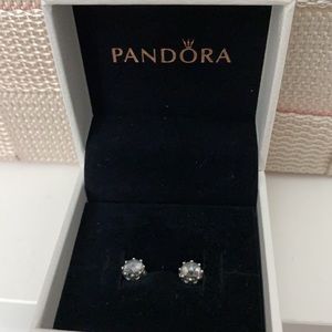 Pandora Clear Sparkling Crown Stud Earrings